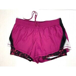 Champion Duo Dry Workout Shorts XL Women's Drawstring Pink Black Polyester